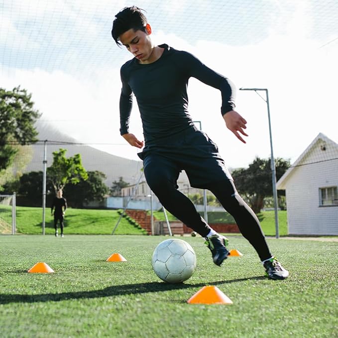 GHB Speed Agility Training Equipment, 5 Pack Agility Hurdles Soccer Cones 12 Pack Detachable Sturdy Hurdles Training Equipment Set with Carry Bag for Athletes,Soccer,Basketball