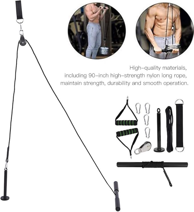 11Pcs DIY Fitness Equipment Accessories Set Strength Power Training Device Kit for Home Gym Pulley System with Adjustable Endurance for Full Body Workout
