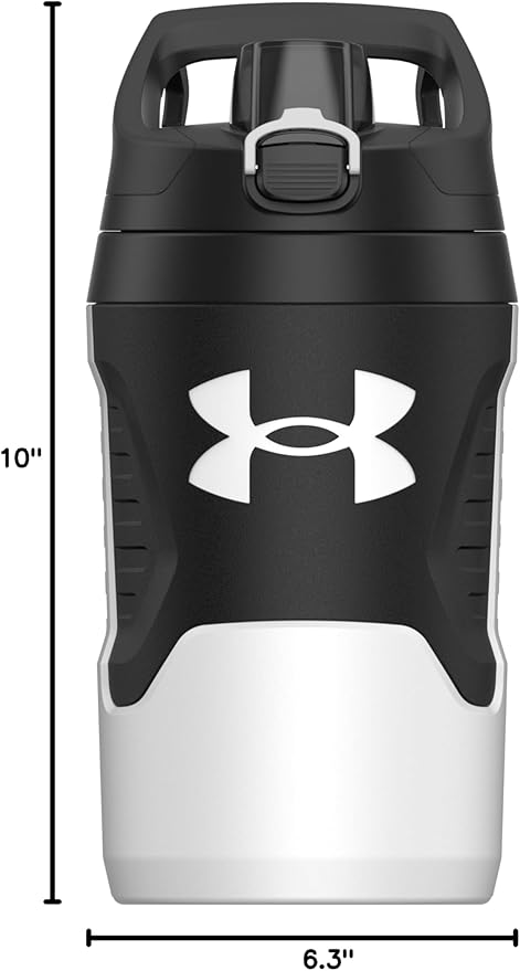 Under Armour 32 oz Insulated Water Bottles - Sports Water Jug with Fence Hook, Leak Resistant for Baseball, Football & More, 32 oz Insulated, White/Black