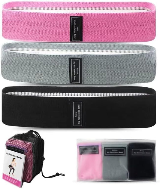 3 Booty Bands Pilates Flexbands Hip Thigh Glute Bands Set Stretch Exercise Bands Fabric Elastic Exercise Resistance Band for Working Out Legs Bands with Workout Bands Guide.