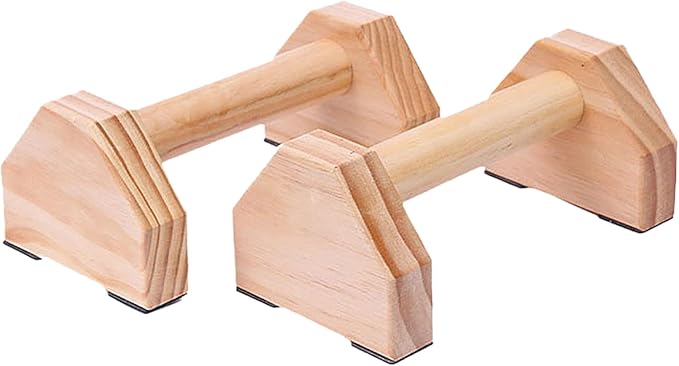 Solid Wood Push-Up Brackets and Handstand Bars, Muscle Training Device for Home Fitness, Non-Slip Calisthenics Parallettes Pair for Strength and Gymnastics Exercises