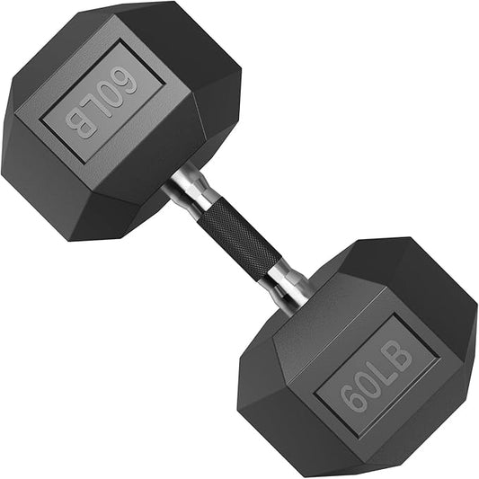 PAPABABE Hex Dumbbell Set with Rubber Grip 2.5-125lb, Odorless Rubber Coated Weight Fixed Dumbbells Set of 2, Weights for Women at Home, Hand Weights for Home Gym & Strength Training,Pesas Para Ejercicios
