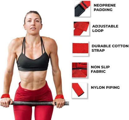 Lifting Straps for Weightlifting, Bodybuilding, Powerlifting, Strength Training, & Deadlifts - Padded Neoprene 21 inch Cotton Lifting Wrist Straps, Gym Wrist Straps for Weight Lifting