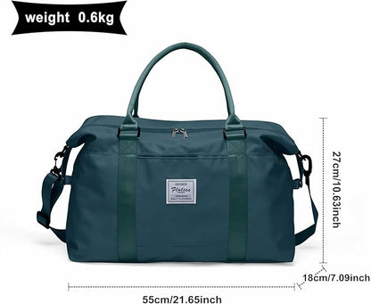 Womens travel bags, weekender carry on for women, sports Gym Bag, workout duffel bag, overnight shoulder Bag fit 15.6 inch Laptop (Large, Peacock Blue)