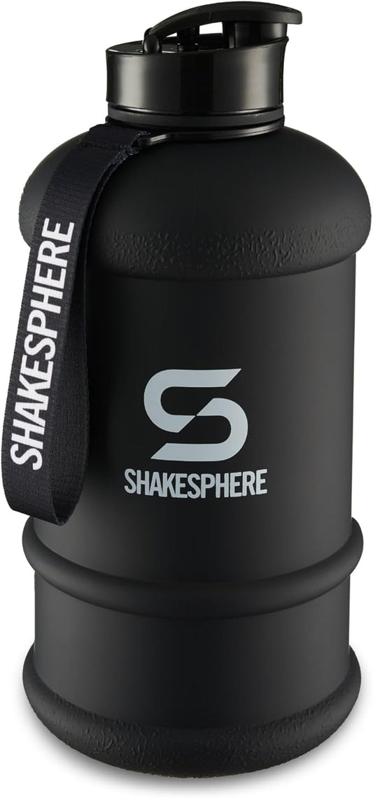 SHAKESPHERE Sports Water Bottle – 2.2L Wide Mouth Water Jug, Leakproof BPA-Free Gym Bottle for Men & Women, Great for Daily Hydration, Training, Travel, Outdoor Activities & Sports – Matte Black