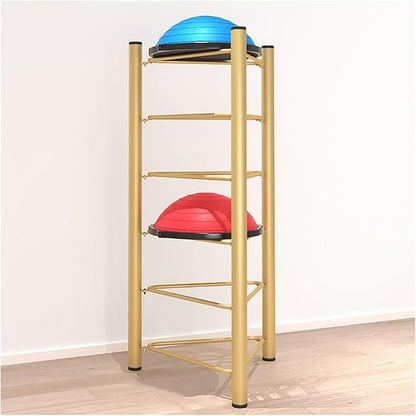 JYDQM Sports Ball Storage Rack Half Ball Balance Trainer Holder Freestanding Exercise Half Ball Stand Rack, Gym/Yoga Studio 5/6 Layer Stability Balls Organizer, Workout Equipment Shelf