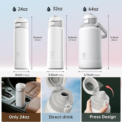 Insulated Magnetic Water Bottle - Reusable Stainless Steel Bottle with MagSafe Compatible Phone Holder - Perfect for Gym, Sports, and Travel - Blush Pink 32oz