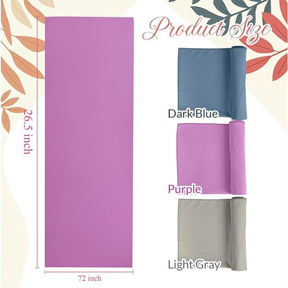 Breling 3 Pack 26"x73" Hot Yoga Mat Towel Pack Non-Slip Yoga Mat Gym Sweat Absorbent Microfiber Towel for Pilates Workout Women Men