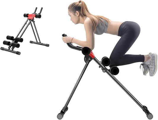 Adjustable Ab Machine (5 Heights), Ab Workout Equipment Ab Trainer Machine Foldable Waist Trainer - with LCD Monitor 90% Pre-Assembled 330Lbs Capacity Suit for Body Shaping Beginner