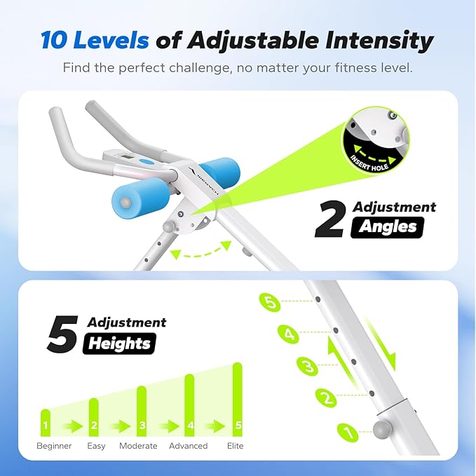 MERACH Ab Machine, Ab Workout Equipment, Adjustable Ab Trainer Machine for Abs Workout at Home Gym, Foldable, Knee Protection, Abdominal Trainer for Stomach Workout