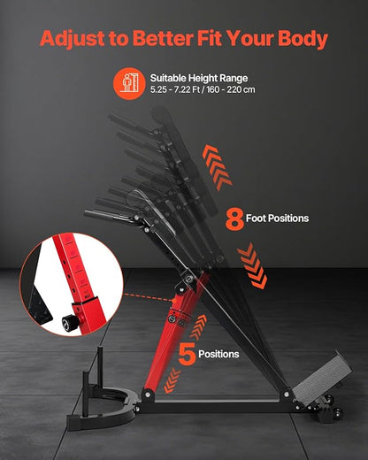 VEVOR Multi-Functional Weight Bench for Full Body Workout, Roman Chair Hyperextension Bench, Adjustable & Foldable Equipment for Back Arm Core Ab Workout, Sit Up Exercise Machine for Home Gym