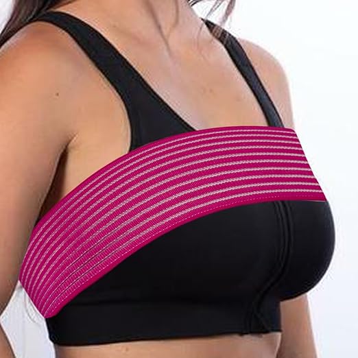 Post Surgery Breast Implant Stabilizer and Chest Compression Support Band, Breast Augmentation and Reduction Strap Bandage, One Size Fit Most (Red)