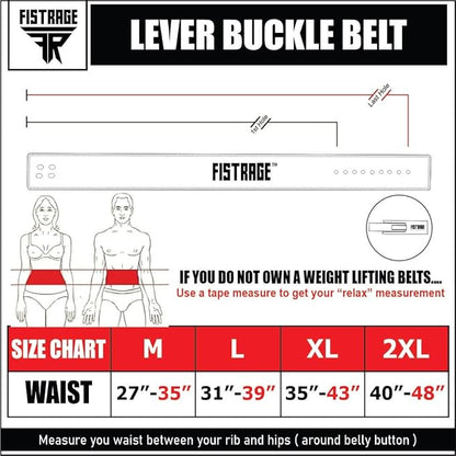 FISTRAGE Lever Buckle Weight Lifting Leather Black Belt Gym Back Support for Men & Women Training Fitness Exercise for Tough Workouts | Power Lifters | Supports Lumber Lower Back
