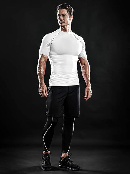 DRSKIN 3, 2 or 1 Pack Men's Compression Shirt Short Sleeve Top Baselayer Sports T-Shirt Athletic Running Active Workout