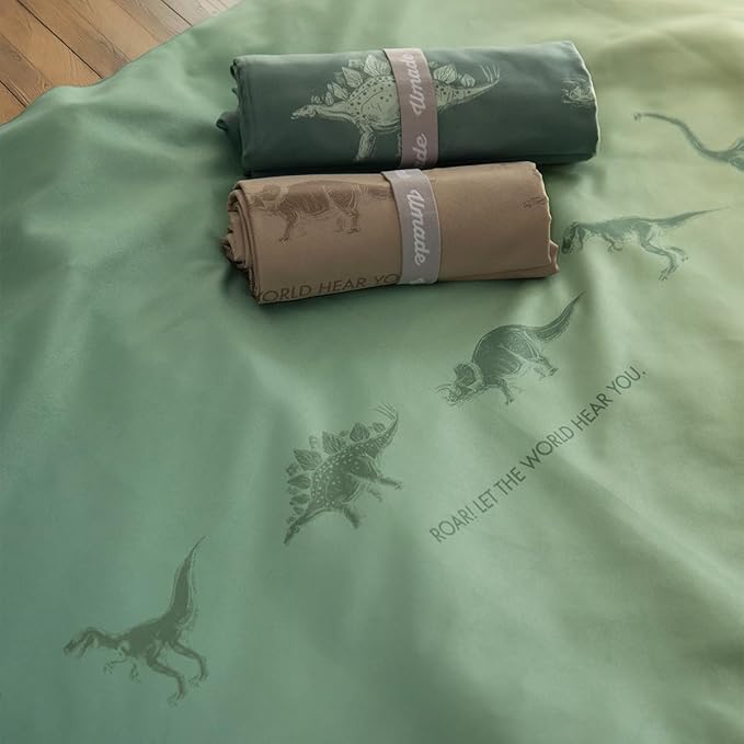 Umade Microfiber Quick Dry Towel, Gym & Hiking Towel Extra Long (40” x 14”) Highly Absorbent, Compact, Lightweight for Face Hair Workout Jogging (Dinosaur (Golden Canopy Green))
