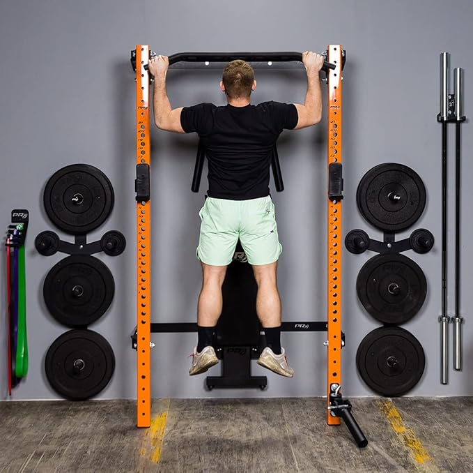 PRx Performance Profile® PRO Squat Rack 3x3 with Kipping or Multi-Grip Pull Up Bar, 89" or 95" Uprights As Seen On Shark Tank Wall Mounted Home Garage Gym Exercise System
