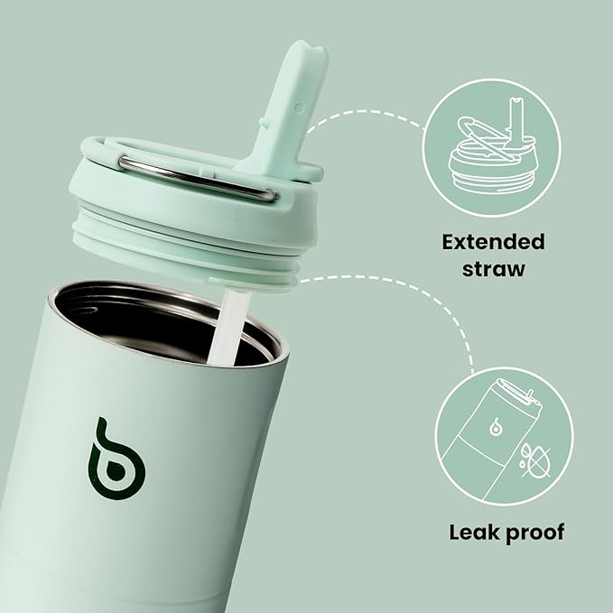 BOTTLE BOTTLE Insulated Water Bottle 24oz with Straw Lid and Handle for Sports Travel Gym Stainless Steel Water Bottles Double-Wall Vacuum Metal Leak Proof BPA-Free