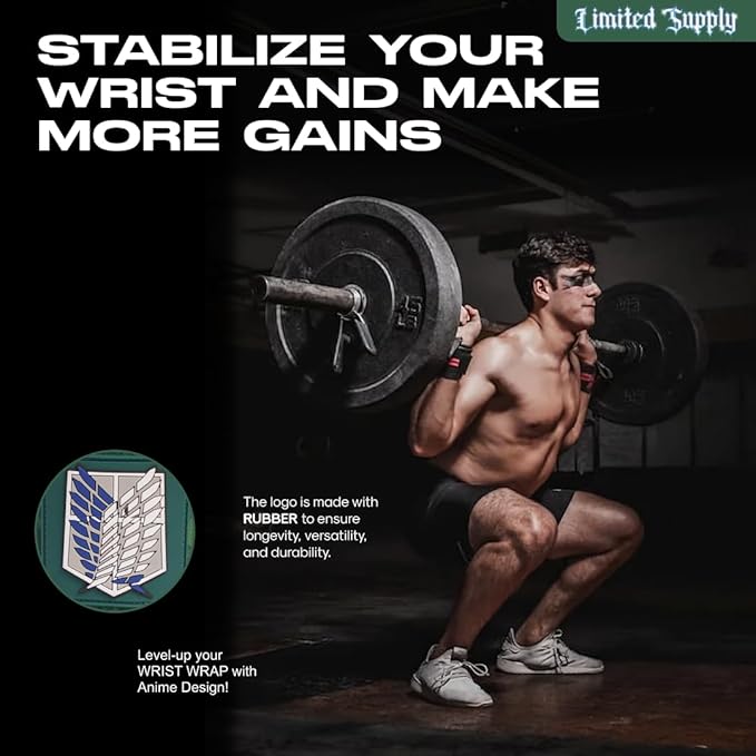 CROWN Anime Wrist Wraps Lifting Straps 24" for Men and Women - 1 Pair Each, Green Ttan Gym Accessories Support Weightlifting, Powerlifting, Strength Training, and Improve Workout