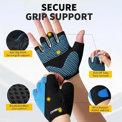 CAMBIVO Workout Gloves for Men & Women, Weight Lifting Gloves with Wrist Support, Non Slip Grip, Breathable Gym Gloves for Training, Crossfit, Pull Ups, Cycling, Fitness, Home Workouts