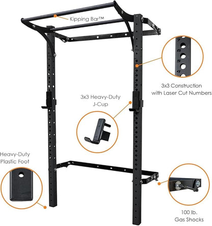 PRx Performance Profile® PRO Squat Rack 3x3 with Kipping or Multi-Grip Pull Up Bar, 89" or 95" Uprights As Seen On Shark Tank Wall Mounted Home Garage Gym Exercise System