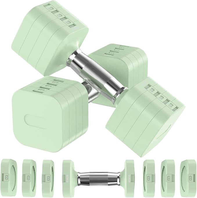 22LBS Adjustable Dumbbells Set, Adjustable Weight Dumbbells with 4 Levels 4.4lb, 6.6lb, 8.8lb, 11lb, Hand Weights Sets for Women/Men Home Gym Full Body Workout