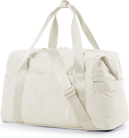 BAGSMART BAGSMART Gym Bag for Women, Carry on Weekender Overnight Bag, Travel Duffel Bags with Trolley Sleeve, Personal Item Travel Bag Tote Bag Workout Dance Bag(Light Beige,Medium)
