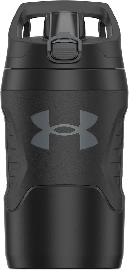 Under Armour 32 oz Insulated Water Bottles - Sports Water Jug with Fence Hook, Leak Resistant for Baseball, Football & More, 32 oz Insulated, Black/Black