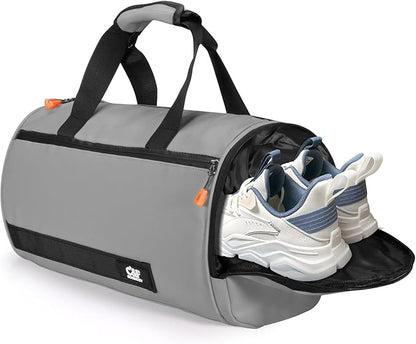 C&F BOGMOST Small Gym Bag for Women & Men,Small Lightweight Duffel Bag Carry On Bags Mini Duffel Travel Bag Waterproof Sports Bags for Workout/Sport/Travel, Light Gray,with Shoes Compartment