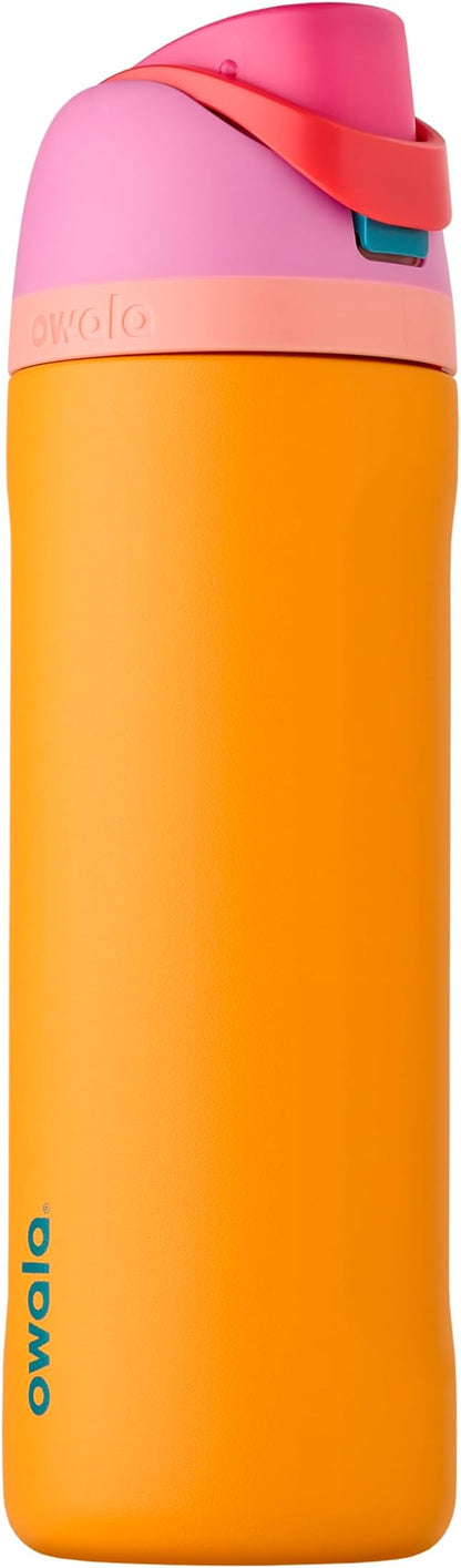 Owala FreeSip Insulated Stainless Steel Water Bottle with Straw for Sports, Travel, and School BPA-Free Sports Water Bottle, 24 oz, Tropical