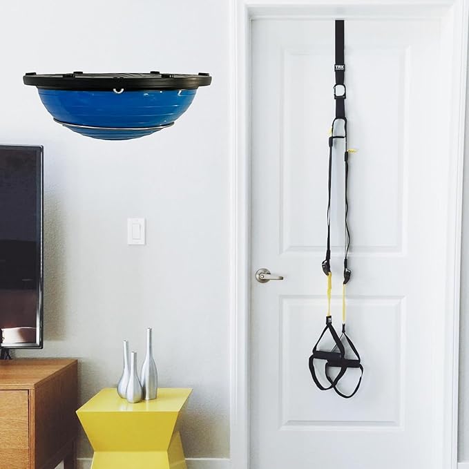 Pmsanzay Wall Mounted Half Ball Balance Trainer Holder, Sturdy Stainless Steel Balance Trainer Storage Rack, Half Yoga Exercise Ball Display Holder for Home Gym,Studios - No Balance Trainer