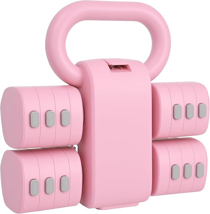Adjustable Dumbbell Set of 2, 4 in 1 Free Weights for Women with Fast Adjustment, Home Gym & Outdoor Exercise Training, Includes 2.2lb 3.3lb 4.4lb 5.5lb Hand Weights, Compatible with Kettlebells