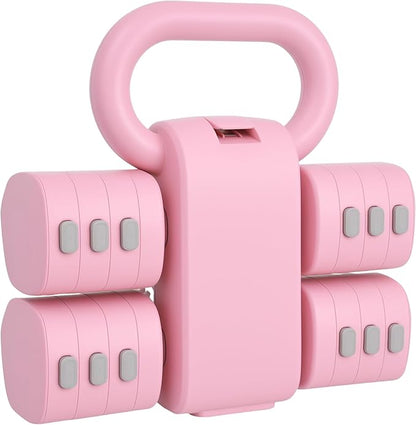 Adjustable Dumbbell Set of 2, 4 in 1 Free Weights for Women with Fast Adjustment, Home Gym & Outdoor Exercise Training, Includes 2.2lb 3.3lb 4.4lb 5.5lb Hand Weights, Compatible with Kettlebells