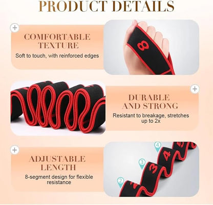 Numbered Resistance Band for Seniors,Fitness Resistance Band for Stretching and Yoga,8 Section Number Elastic Stretch Strap,with Hand Grippers,for Glutes Legs Training,for Women Men