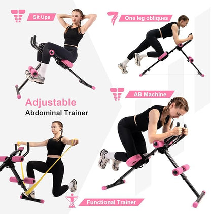 TOUSAINS Adjustable Ab Trainer Machine for Women, Foldable Ab Exercise Machine for Core, Waist, Arms & Buttocks, Home Gym Workout Equipment for Women