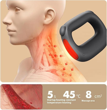 Deep Tissue Percussion Muscle Massage Gun: with Heat, Adjustable Intensity and Speed, Super Quiet, USB-C Rechargeable, Portable, Pain Relief for Athletes and Everyone, Ideal Gift（Black）