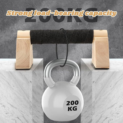 Wooden Push Up Stands & Handstand Parallettes Bars, Solid Wood Push Up Handles with Non-Slip Base for Home Gym, Calisthenics & Strength Training(Wood Color,Size:7.87inch)