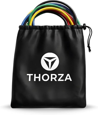 THORZA 11-Piece Full Body Strength Training with Resistance Bands Set - 5 Levels Tube Exercise Bands, Without Latex TPE Resistance Band - Door Anchor, Handles, Ankle Straps & 1 Bag