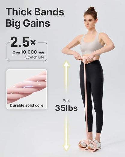 YOTTOY Smart Foot Pedal Puller with Digital Counter, Pedal Puller Resistance Band System with Handles for Full Body Stretching Yoga Home Workout