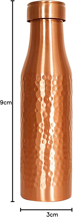 Copper Water Bottle 34 Oz Hammered Copper Water Bottle For Drinking 100% Pure Ayurvedic Vessel For Leak-Proof Lid Bottle for Yoga, Gym, Office, Home