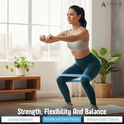 AMAVIK Pilates Kit 15-Pieces Home Workout Set with 5 Resistance Bands, Pilates Ring and Ball Set with Accessories-A Complete Pilates Set for Women to Improve Strength, Flexibility and Balance Body