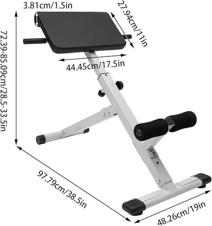 Hyperextension Bench with Adjustable Height and Back, Multi-functional Workout Bench, Back Extension Roman Chair
