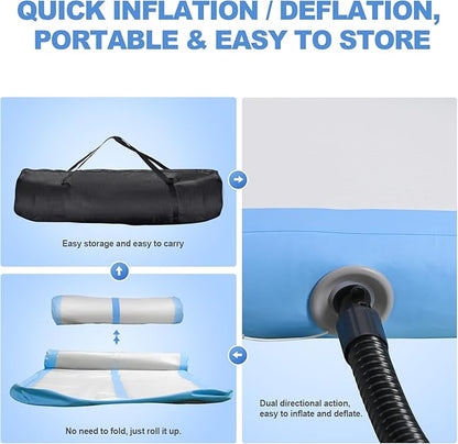 FBSPORT Inflatable Air Gymnastics Mat Training Mats 4/8 inches Thickness Gymnastics Tracks for Home Use/Training/Cheerleading/Yoga/Water with Pump