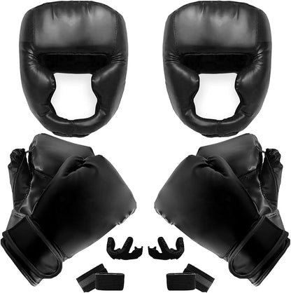 14 Pcs Boxing Set Boxing Equipment Set for Beginners Including 2 Pair of 6 oz Boxing Gloves Headgear Helmet Hand Wraps Mouth Guards Gifts for Kids Beginners Training Equipment