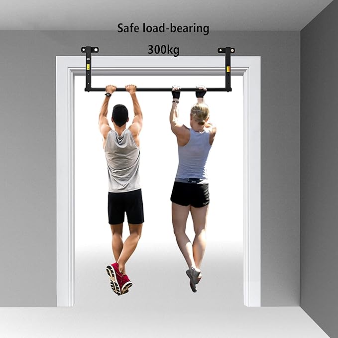 Safety Steel Fitness Horizontal Bar, Wall-Mounted Pull-up Bar, Multi-Purpose Home Gym Strength Training Pole, Easy to Install, Load 300kg (Steel)