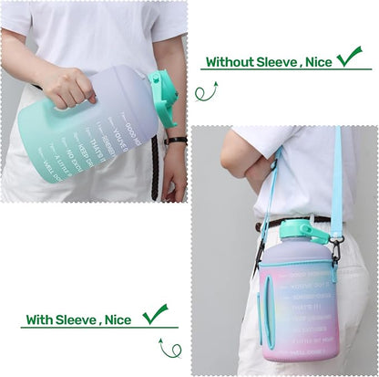 QuiFit 1 Gallon Water Bottle - with Straw & Motivational Time Marker Leak-Proof BPA Free Reusable Gym Sports Outdoor Large(128OZ/73OZ) Capacity Water Jug
