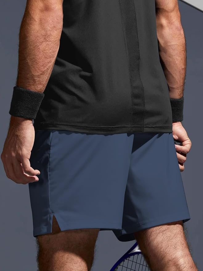 Aolesy Men's 2 in 1 Running Shorts 5" Workout Gym Athletic Shorts for Men Quick Dry Lightweight Training Shorts with Pockets