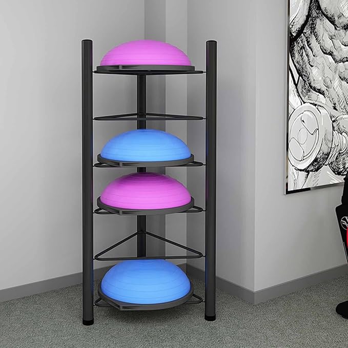 Indoor Balls Display Stand Home Fitness Gym/Workout Room Balance Ball Trainer Storage Rack Stand, Floor Standing Half Yoga Exercise Ball for Garage Organizer, No Ball