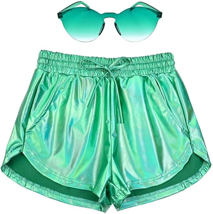Perfashion Women's Metallic Shorts Summer Sparkly Hot Outfit Shiny Short Pants