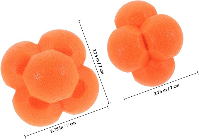 Hexagonal Reaction Ball for Reflex Training Orange Agile Speed Training Tool for Hand Eye Coordination Goalkeeper and Baseball Practice Reaction Equipment