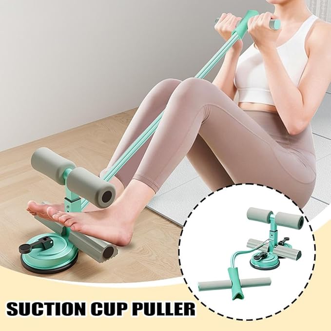 Sit-Up Assistant with Dual Suction Cups & Handle – 3-Level Height Adjustable Core Trainer for Home Workouts, Double-Layer NBR Foam Padding, Compact Abdominal Exercise Equipment for Men & Women